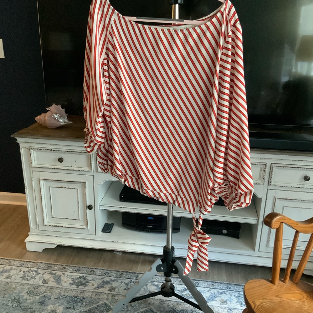 Red and White & Blue Off The Shoulder Top